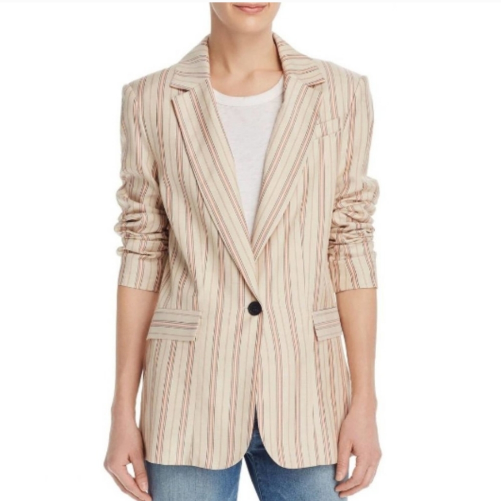 Joie Kishina Lace Cuffs Striped Blazer